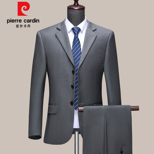 皮尔卡丹（pierre cardin）男西服套装商务正装职业西装秋冬两件套爸爸羊毛西装垂感外套 168 宝蓝两粒扣双边开叉 190/104A-56(建议190-210斤)