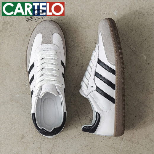 卡帝乐鳄鱼（CARTELO）真皮大码男鞋德训鞋45码运动鞋46训练休闲47跑步夏季鞋子48小白鞋 白灰9715 40