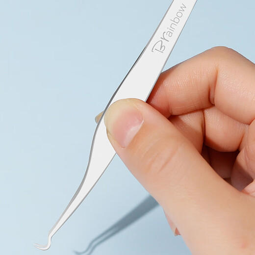 Brainbow Cell Clip Tweezers, Blackhead Remover, Beauty Salon Special Pimple Picking, Closed Mouth Set, Pimple Clips, Bag (Slanted + Curved) 2 Count (Alcohol Cotton Free)