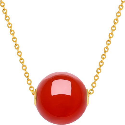 Saturday Blessing 18K Gold Necklace Women's Blessing Beads Red Agate Necklace Birthday Gift J0610524 Red 40+5cm