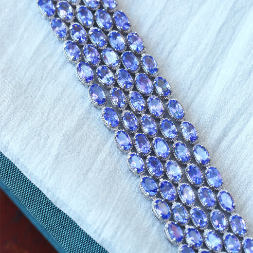 Junpo Boutique Colorful Natural Tanzanite Sterling Silver Inlaid Bracelet Women's Colorful Jewelry Jewelry Gift Randomly Send One Bare Stone Approximately 5*3MM