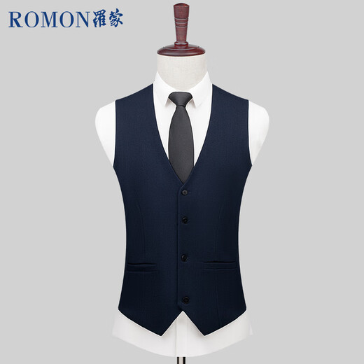 罗蒙（ROMON）【含羊毛】西装马甲男士商务正装马夹背心坎肩西服男装黑色2XL