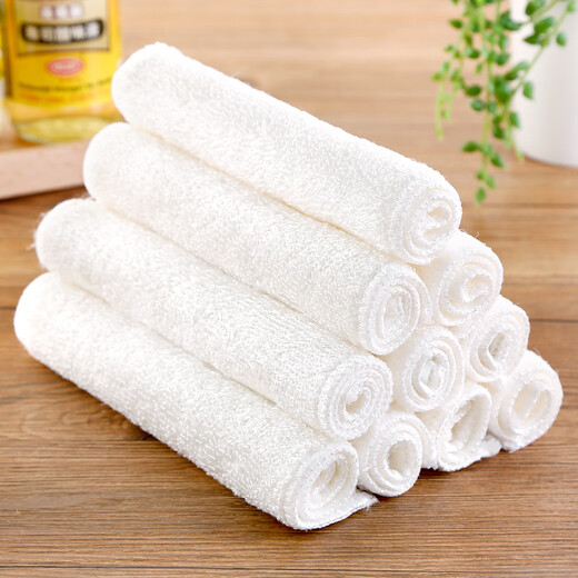 Kitchen bamboo fiber dish towel thickened non-stick oil absorbent thickened non-lint dishcloth cleaning cloth towel rag large white 2 pack