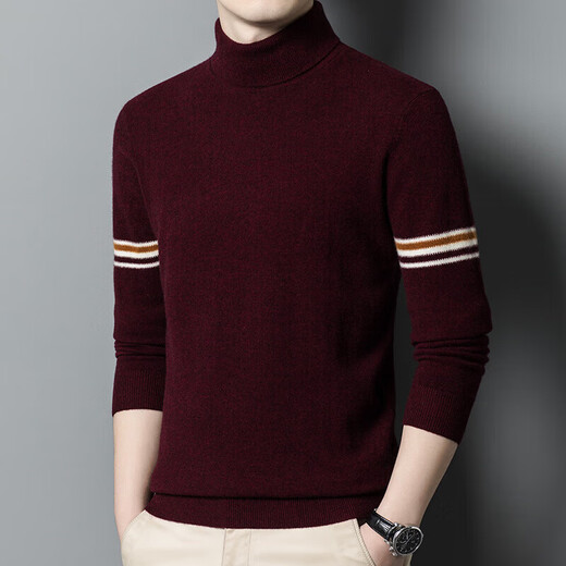 
NOSSKISS luxury high-end brand pure sweater men's winter warmth and thickened double-turn turtleneck sweater knitted base shirt Black 4XL 190