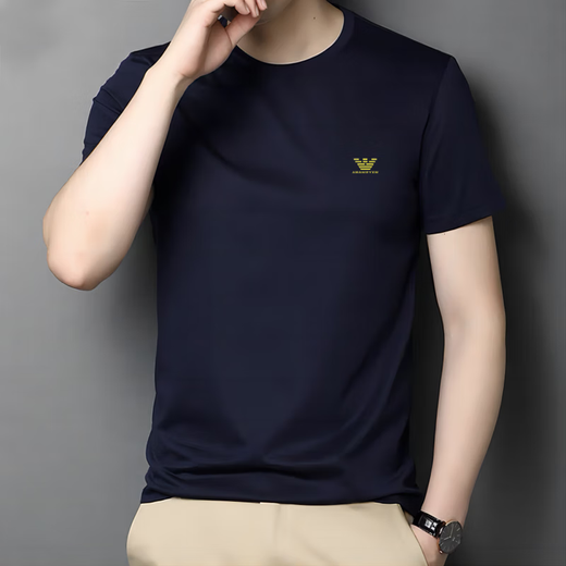 Emporio Armani Summer Herren Ice Seide Baumwolle kurzärmelige T-Shirt Herren-halbärmelige elastische schlanke Basishemd Am727 Kurzärärmig weißes Modal M Empfohlen 90-120 Jin [Jin ist 0,5 kg]
