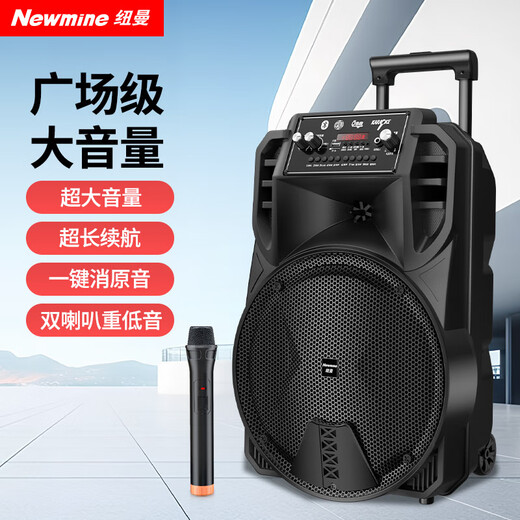 Newman N509 Square Dance Audio Mobile Home Outdoor Karaoke Bluetooth Speaker Trolley Portable Heavy Bass Large Volume Super Long Battery Life with Microphone 12 Inch