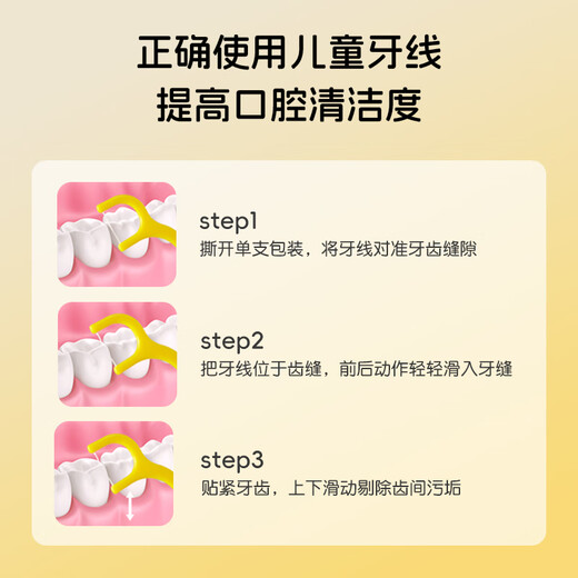 FLOSSY!日本进口儿童牙线棒独立包装宝宝专用水果味牙线小巧便携清洁牙缝 【6种清新果味】60支/桶