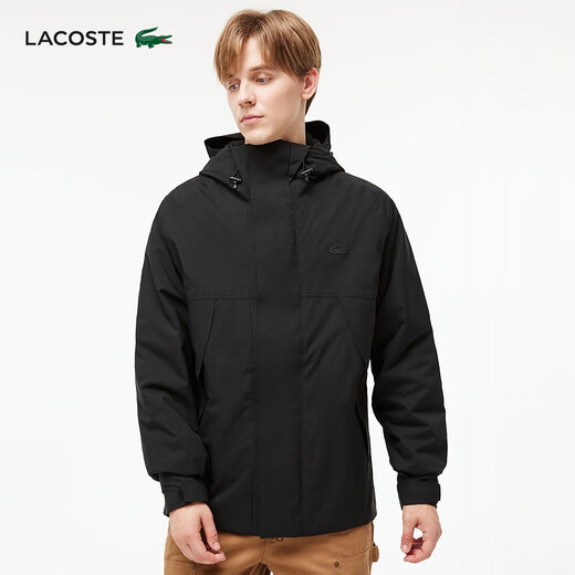 LACOSTE French crocodile men's autumn and winter easy-to-wear trendy casual hooded jacket for men | BH2513 031/black M 52L 180