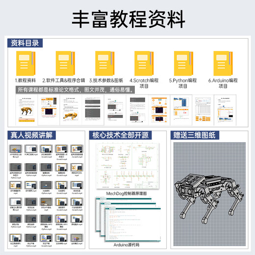 幻尔ESP32四足机器狗MechDog智能AI视觉识别机械狗Python开源Scratch图形化编程机器人兼容Arduino 豪华版（含传感器扩展包） MechDog机器狗