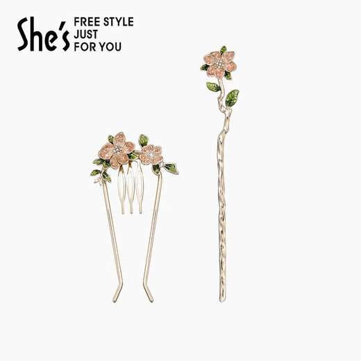 She s Akiko's love look, bright flowers, dripping oil, hairpin, antique hairpin, hairpin, birthday gift for women, light pink SHZ8719286A0 (comb)