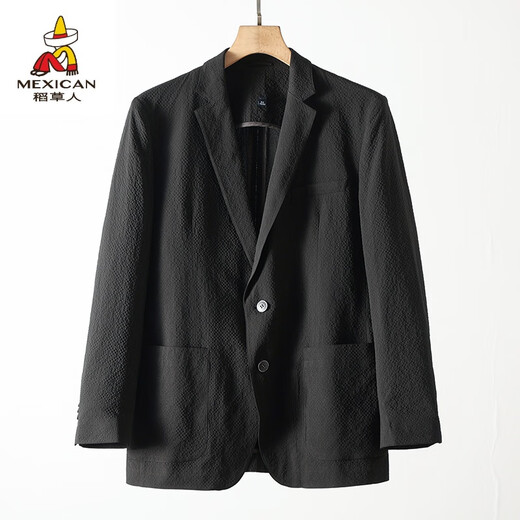 Scarecrow's daily single god clothes coolmax spring and summer thin men's breathable elastic casual and iron-free suit jacket upgraded black A829 L 175