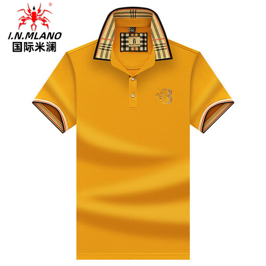 Inter Milan light luxury high-end summer men's embroidery new short-sleeved fashion business polo shirt T-shirt cool casual T-shirt 897 navy blue 175/XL code Recommended [130-155Jin [Jin equals 0.5 kg]]