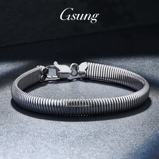 GsunG platinum bracelet PT950 men's pure platinum snake bone chain, personalized retro domineering hollow flat snake chain, can be customized and supports customization of different lengths and weights.
