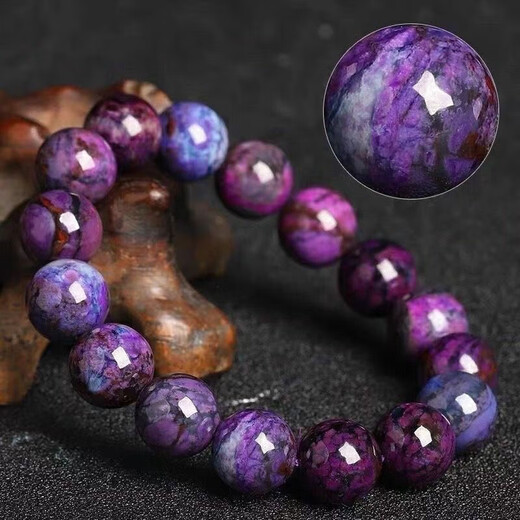 Bixiu Tang Natural Shu Kulai Crystal Collection Bracelet Purple Dragon Crystal South African Suji Stone Men's and Women's Bracelet Charo Stone Collection Grade Shu Kulai 10mm Comes with Certificate