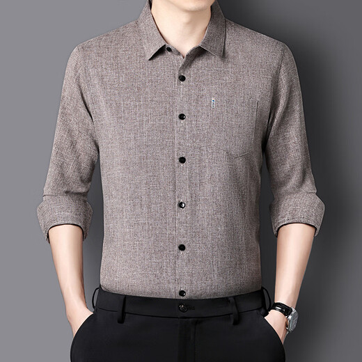 Zhixiang 2025 Camisa de algodón de primavera y otoño y línea de manga larga Camisa de solapa masculina La chaqueta superior de papá versátil e informal 9905 Prince Blue 3xl - sugerido 155/170Jin [Jin equivale a 0.5 kg]