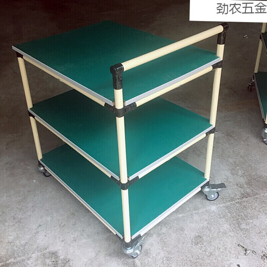 XMSJ Lean Tube Electrostatic Workbench Doppelschichtumsatz-LKW-LKW-Materialregal mehrschichtiger Alterungsregal Mobile Trolley Free L1000*W500*H12004 Schicht