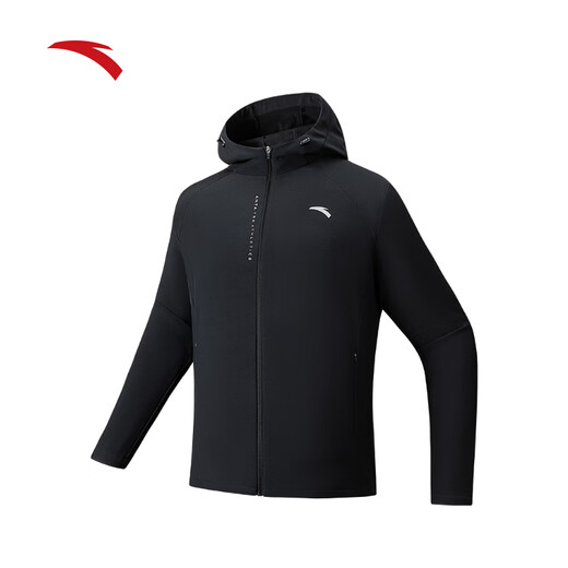 ANTA Water Repellent Jacket | Fleece Windproof Jacket Men's Simple Business Men's Autumn and Winter Jacket Sports Top Basic Black-5 L (Male 175)