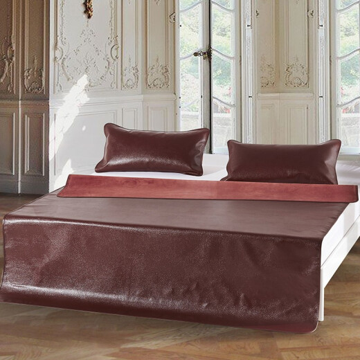 Mengjie Home Textiles Mengjie first-layer buffalo leather mat three-piece set double summer cool air-conditioned mat soft mat genuine leather mat Jindian buffalo leather three-piece set 1.5 meters bed (150*200) cm