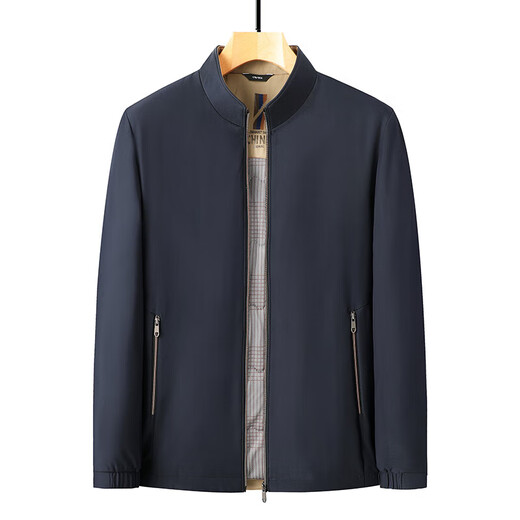 Winter new men's dad cotton coat business casual thickened stand collar cotton coat slim short cotton jacket navy blue 180/96A recommended 130-150Jin Jin equals 0.5 kg