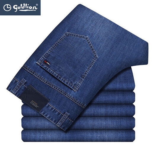 Goldlion 2024 Frühlings- und Sommer-Jeans für Männer für Männer mit mittleren Alters, die hohe Qualitätshosen dünn B-3882 Zhonglan 29