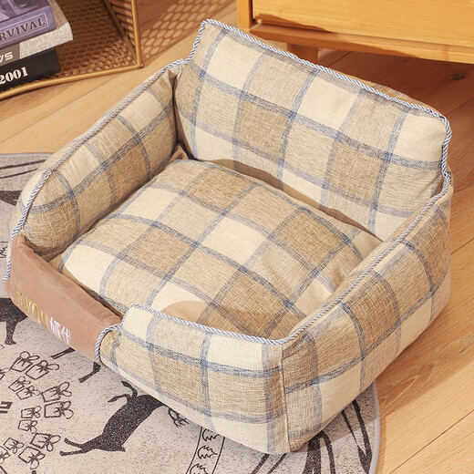 Tongyue is suitable for pet mats, warm and thickened, new autumn and winter nest mats, removable and washable, four-season universal cat nests and dog nests, square khaki M 75*65*20 Tongyue is suitable for pet mats, warm and thickened, new autumn and winter nest mats, removable and washable, four-season universal cat nests and dog nests, square khaki M 75*65*20