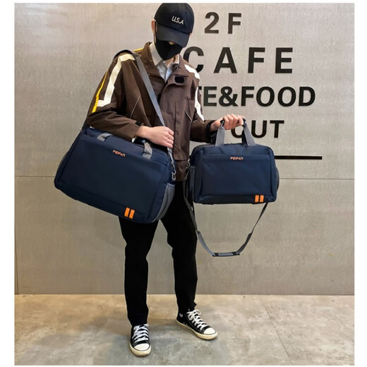 AOSIMAN手提旅行包男士大容量行李包袋休闲运动健身包商务登机出差旅游包 黑色 小号