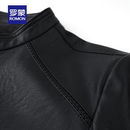 ROMON cotton imitation PU leather jacket for men winter new business casual light luxury fashion versatile warm leather jacket Hongka L 175
