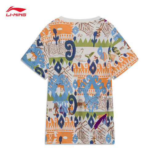 Li Ning Teenager Suit Men's Sports Sports Series de tendencias de algodón cómodo Camisa cultural de manga corta y de manga corta YHST109