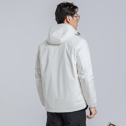 Western Camel VANCAMEL Trench Coat Jacket Women's Plus Fleece Thickened Short Jacket Windproof Warm Jacket Hooded Soft Shell Working Single-layer Shock Clothes 9930A-2 Ginkgo White-Men [Camo] 3XL