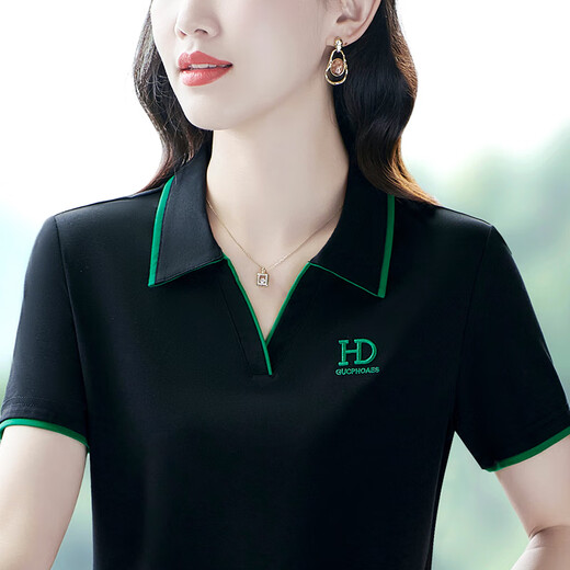 Yuman High-End-Baumwoll-Kurzärärmel-T-Shirt für Frauen 2025 Sommer New Sports Damen T-Shirt Polo Shirt COREAN CLASSION RUNK 880 Pink 3xl 130-140jin [Jin ist gleich 0,5 kg]