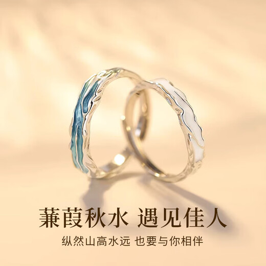 Central Chuang Fashion China Gold Authorized Jianjia Silver Ring Couple Ring for Male and Female Couple Birthday Gift for Girlfriend and Wife