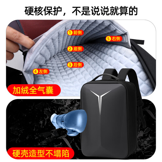 Qingxi laptop bag 16-inch backpack for men and women suitable for Lenovo Savior Y9000pY7000p black-YKK zipper-velvet air bag-alloy buckle 14-15-16.1 inches