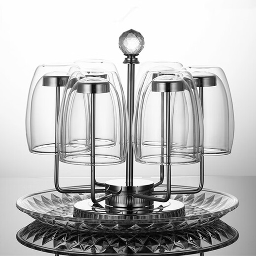 Cup holder stainless steel tea cup holder hanging cup holder water cup storage rack creative beer glass drain rack golden diamond cup holder 3527 gold mirror square plate