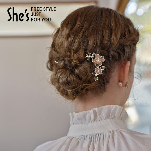 She s Akiko's love look, bright flowers, dripping oil, hairpin, antique hairpin, hairpin, birthday gift for women, light pink SHZ8719286A0 (comb)