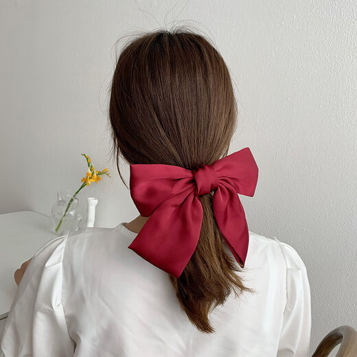 Dai Yan Bogen Haarnadel Populärstil großer Prinzessin Haarnadel auf der Rückseite des Kopfes im Kopf im Kopf-Seiden-Seide Satin Bogenkopfschmuck großer Haarnadel [zufällige Farbe]