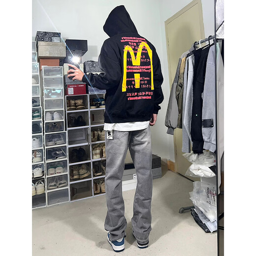 7 hochwertige Rauchgrau Jeans Herbst und Winter Neue American Lose Casual Trendy Workwear Straight-Flare Long Hosen XSHFS-S217 Gray L.