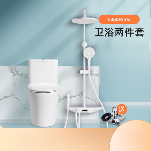 卫浴虹吸式坐便器抽水淋浴花洒套装组合6189+ 6189马桶+5510花洒 305mm