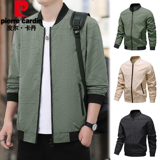 Pierre Cardin Baseball Uniform Herrenjacke 2024 Frühlings- und Herbst-Kleiderständer Slim und Slim Casual Youth Jacket Top K12109 Schwarz 2xl Empfehlung 140-160 Jin [Jin gleich 0,5 kg]