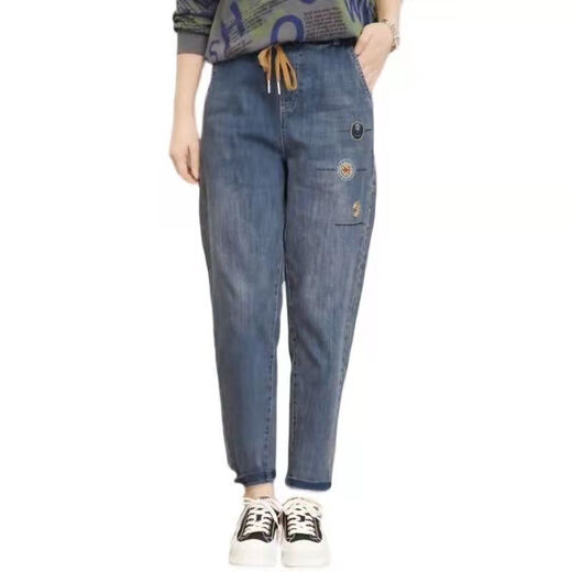 
Yisi subtract plus velvet high waist embroidered women's pants spring and summer style 2025 new elastic and soft waist slimming Harun long trousers 9905 embroidered small flowers plus velvet M Recommended 100-115Jin [Jin equals 0.5 kg]