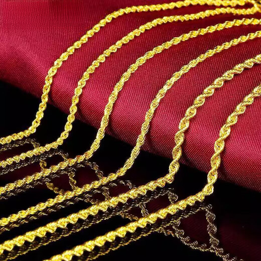 Peso Bird Necklace Women's 9999 Foot Sand Gold Twist Necklace Simple Gold Necklace Pure Gold Solid Chain Rope Chain Clavicle Chain 6g 45cm Twist Necklace Female Lao Fengxiang's Same Style