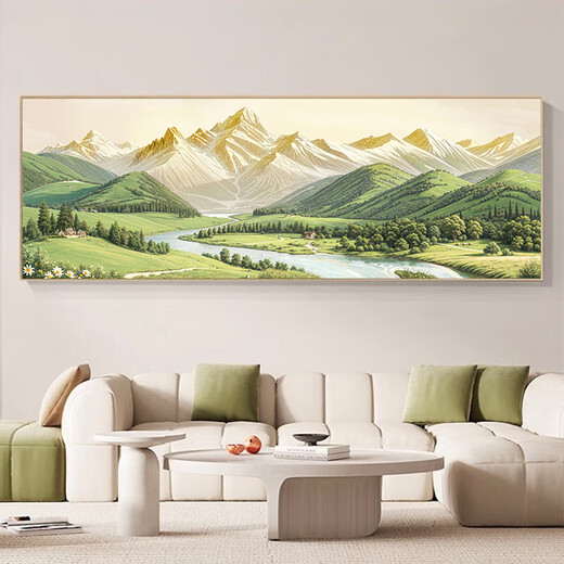 墨派（Mopai）客厅装饰画绿植风景横幅挂画北欧原木风沙发背景墙画奶油风壁画 枝繁叶茂 180x60cm(适合2.2米沙发)晶瓷