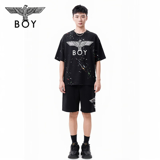 Boy London [Amber Streaming] 25 Nouvelles ailes classiques T-shirt à manches courtes à manches courtes pour hommes et femmes N01800 Black M