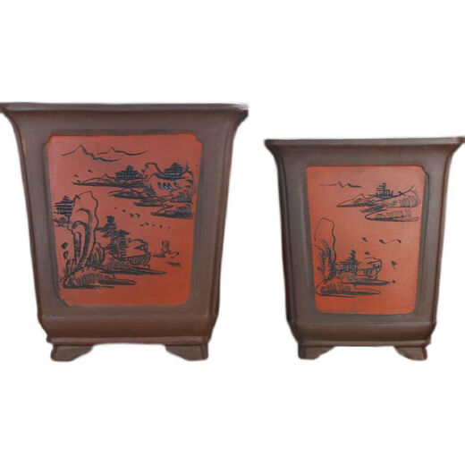 Yixing Purple Clay Flower Pot épaissie et super grand bonsaï carré haut plantant de la forme de pile Old Pile Orchid Pot de fleur en céramique 967 grande taille