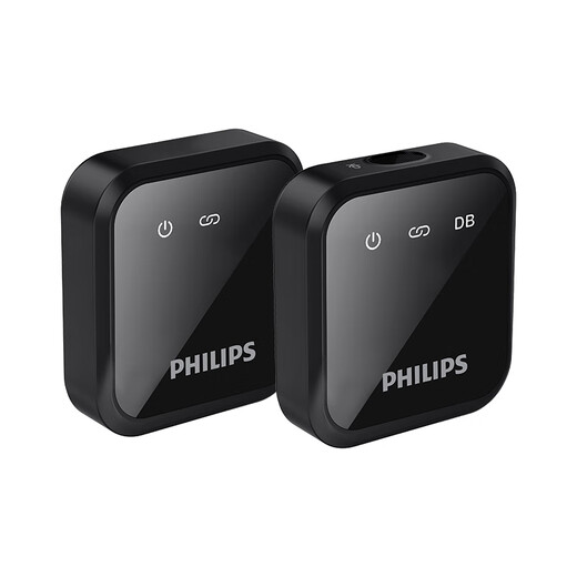 Philips Wireless Microphone Wireless Lavalier Microphone One to Two Anchor Live Broadcast Equipment Little Bee Mobile SLR Camera Recording Vlog Video Interview Radio Microphone One to Two Double Version Universal for Apple/Android Phones, Cameras, and Computers