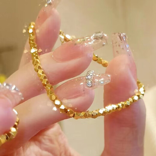 Ji Ge's new 18k gold bracelet for women, broken gold bracelet, bounce bracelet, shiny small square, small square bracelet + extension chain (S buckle)