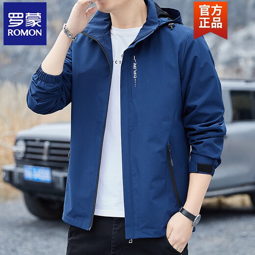 ROMON (ROMON) 2025 new windproof and waterproof jacket men's hood-removable top outdoor casual jacket sports jacket 6628 [Black] 2XL [140-155Jin [Jin equals 0.5 kg]]