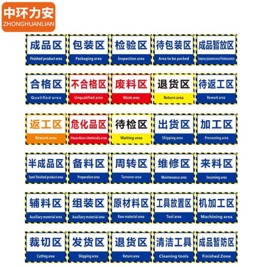 Pegatina de clasificación de letreros de la zona y taller de la zona de fábrica de Zhonghuan li'an