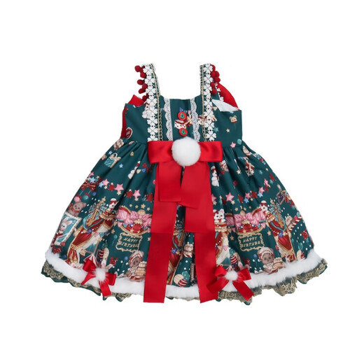 G.duck children's clothing children's Lolita princess dress girl dress autumn and winter Christmas clothing girl suit first-year New Year's greetings bottoming shirt 90 size 1~2 years old 80-90cm