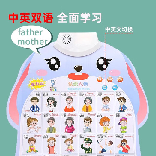 淘气玩家看图识字识物宝宝儿童玩具认知语音启蒙早教墙贴发声有声挂图2岁 套装5水果+拼音+汉字+英文+学数