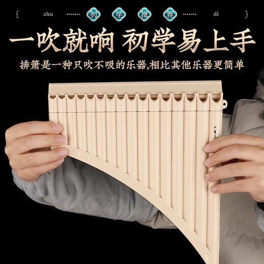 蓓莱乐玉竹排箫16管18管C调初学入门学生儿童校园民族乐器专业演奏排箫 两用款【米黑色】礼包+免费刻字